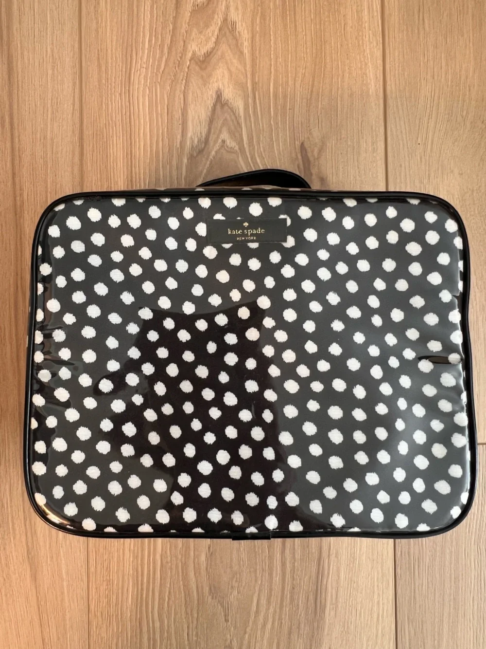 kate spade Black and White Polka Dot Cosmetic Train Case